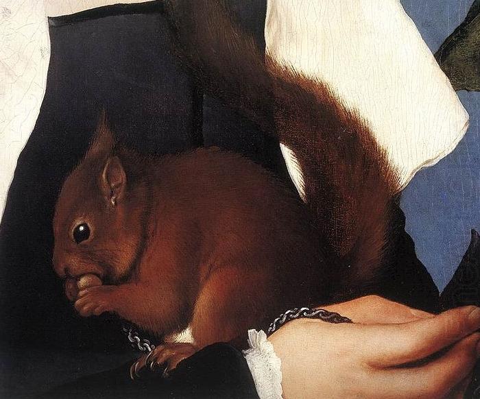 Hans holbein the younger Portrait of a Lady with a Squirrel and a Starling china oil painting image